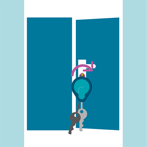Illustration Smartkey öffnet die Tür mit Smartlock.