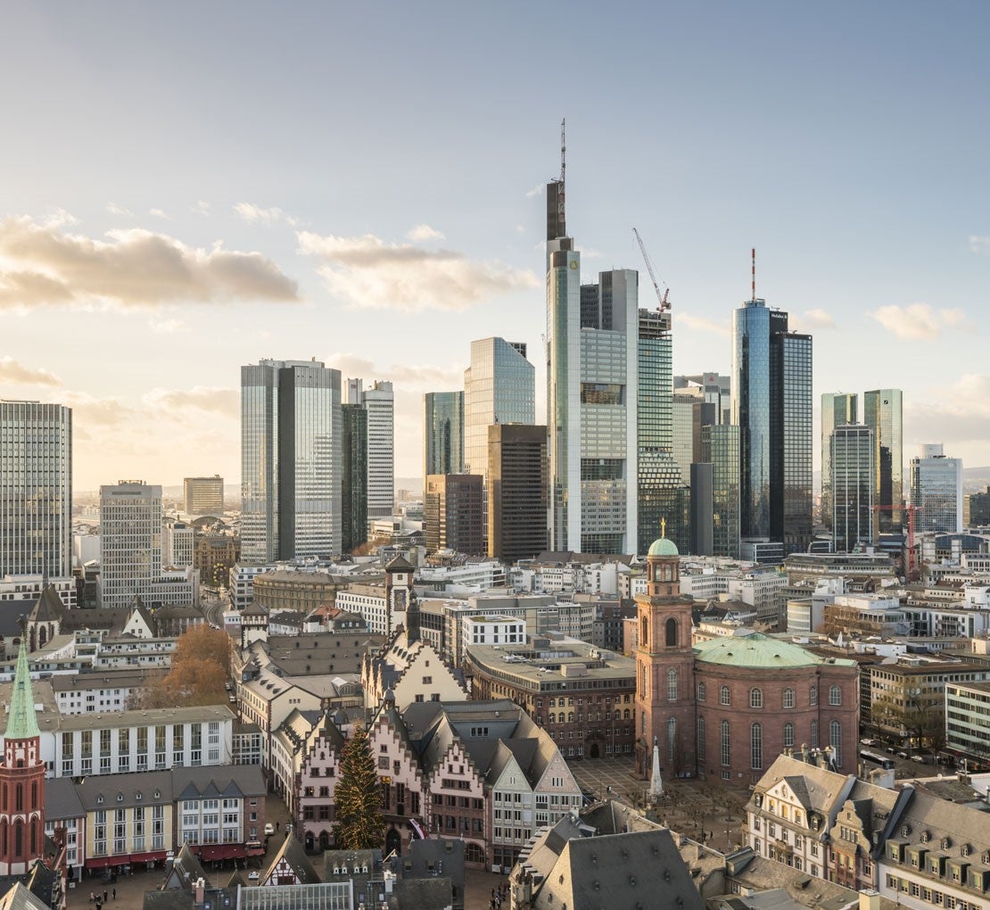 Blick auf die Skyline von Frankfurt