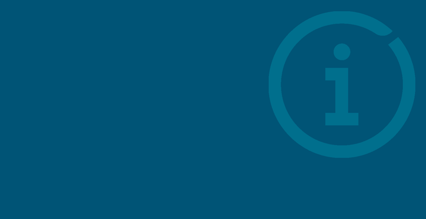 Kreis mit einem 'i' Symbol auf blauem Hintergrund.