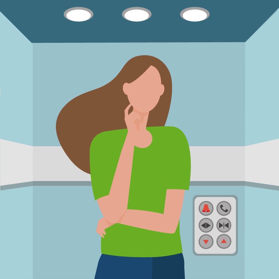 Illustration Frau im Aufzug